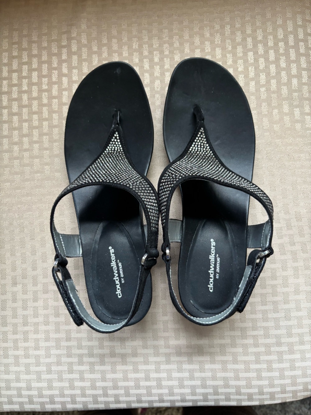 cloudwalkers Black Women's Slingback Wedge Sandals 9 W